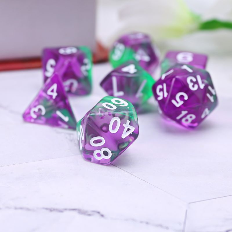 Juego de mesa D4 D6 D8 D10 D12 D20 Dungeons &amp; Dragon D &amp; D RPG Poly, 7 piezas