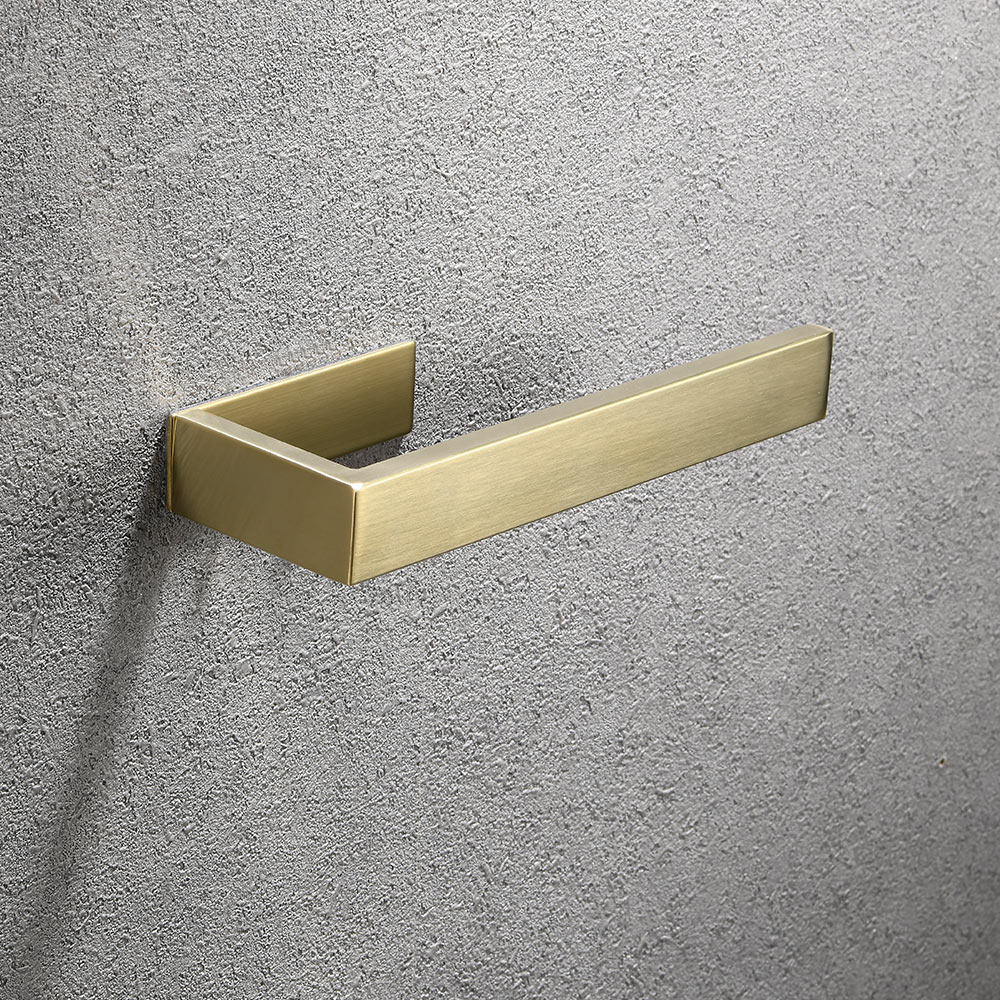 Wall Mounted Geborsteld Goud Handdoek Bar Kapstok Handdoek Ring Papier Houder 304 Roestvrij Staal Lijm Badkamer Accessoires Set: towel ring