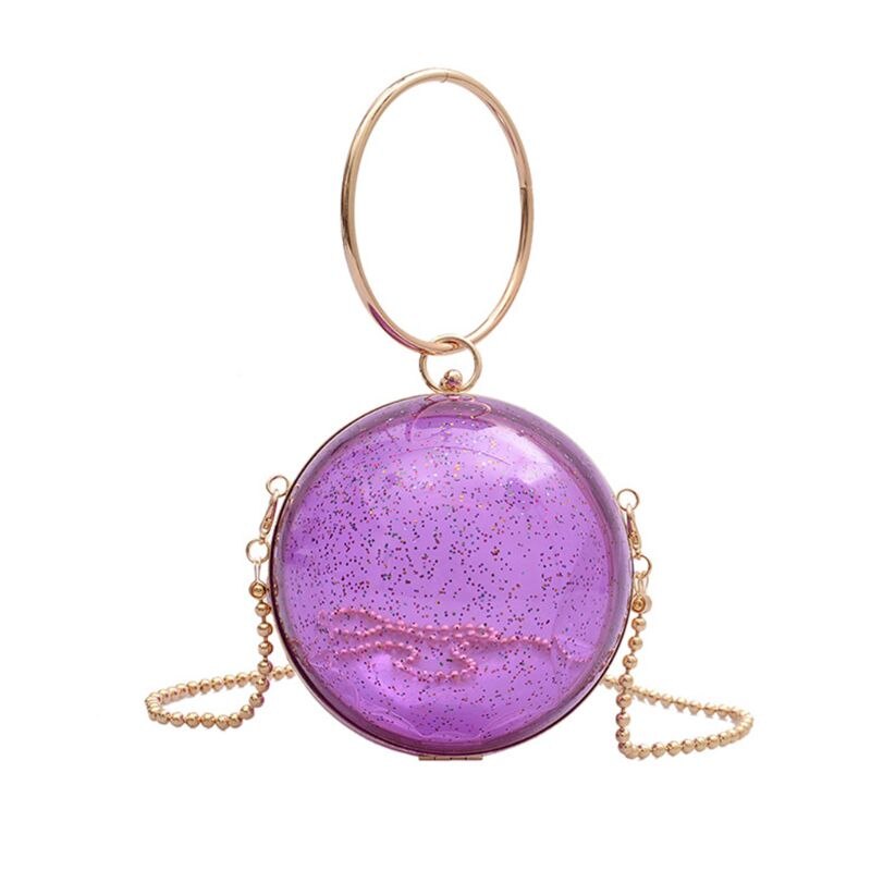 Ronde, doorzichtige dameshandtas voor gala, bruiloft, feest, avond, banket, tas  lx9f