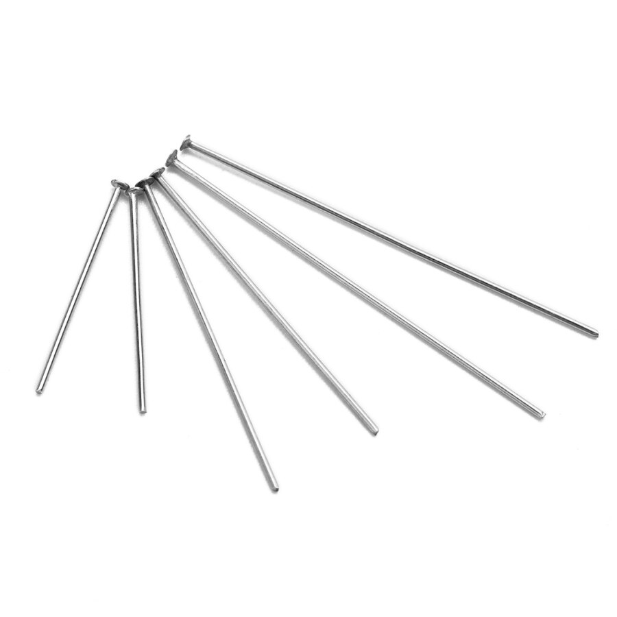 100Pcs/Lot 15mm-60mm Metal Flat Head Pins Needles Silver DIY Jewelry Making Accessory Findings Chain Hanging Pins