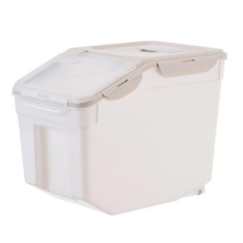 80% Sales 10 kg Pet Dog and cat food barrel sealed container moisture-proof physical storage box: Beige