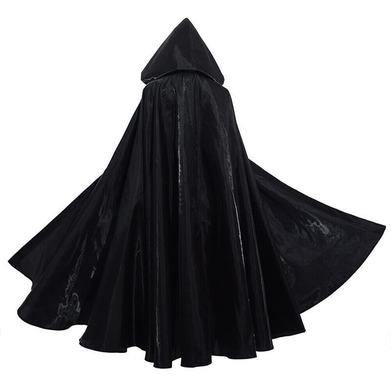 Witchcraft Vampire Robe for Adult, Hooded Long Cloak, Halloween Party, Cosplay Costume, Black, Medieval Cloaks,