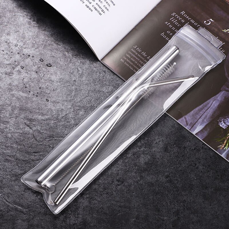 Pajitas de Metal reutilizables, Pajita recta doblada resistente de acero inoxidable para bebidas con cepillo de limpieza, accesorio para Bar y