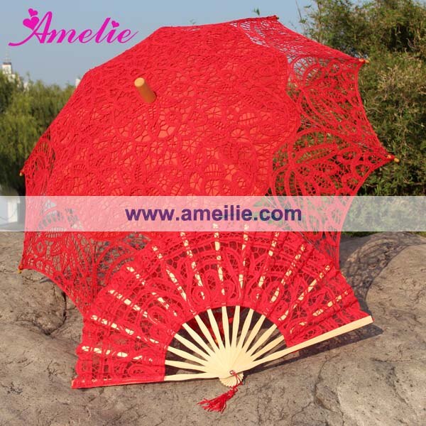 Belgische Bridal Paraplu En fan Kanten Parasol Wedding Set