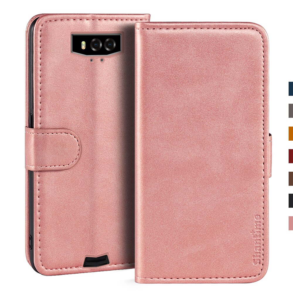 Funda magnética de cuero para Blackview BV9100, carcasa con soporte para teléfono: Rose gold