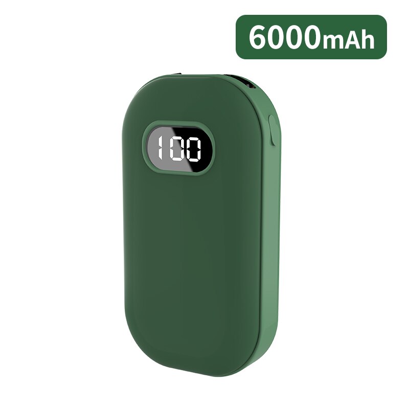 Kaiqisj 6000Mah Usb Oplaadbare Elektrische Handwarmer Winter Double-Side Verwarming 5V Mini Power Bank 2 In 1 Noodstroom: Green