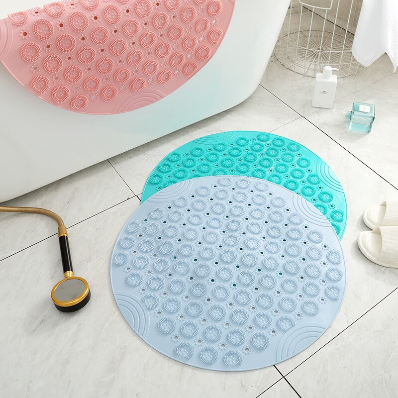 Tapis de bain rond antidérapant en PVC, en Silicone, pour douche, brosse pour les pieds, pointe de peau morte, perles, accessoires de bain