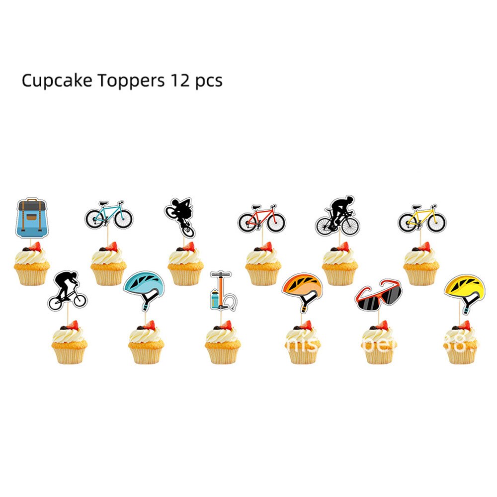Décoration de gâteau de vélo, décoration de gâteau joyeux anniversaire, décoration de Cupcake pour thème sportif, fournitures de fête d'anniversaire pour hommes ou garçons: Gris clair