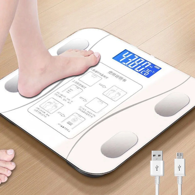 Digital Bluetooth Body Bioimpedance Scale Up To 180kg Cell Phone Result Weighing Scale Weight Weight Scale Body Scale: WHITE