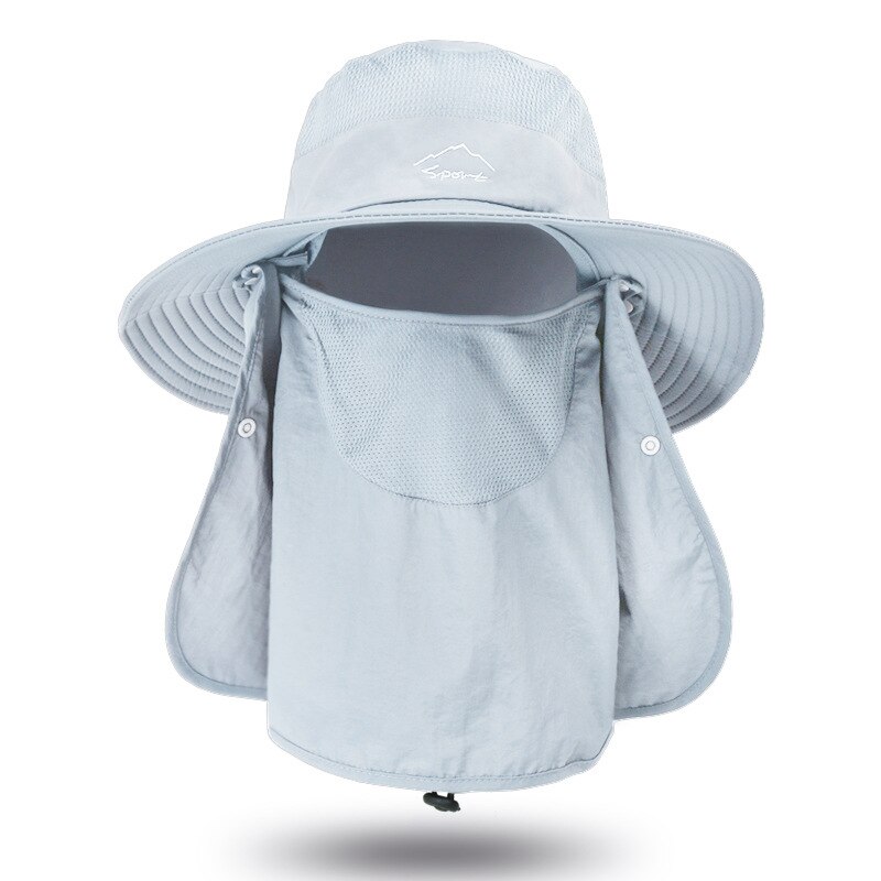 Sombrero de pescador multiusos para hombre, gorro de pescador multifunción para escalada al aire libre, pesca, turismo, protección solar, 1 unidad: Gris