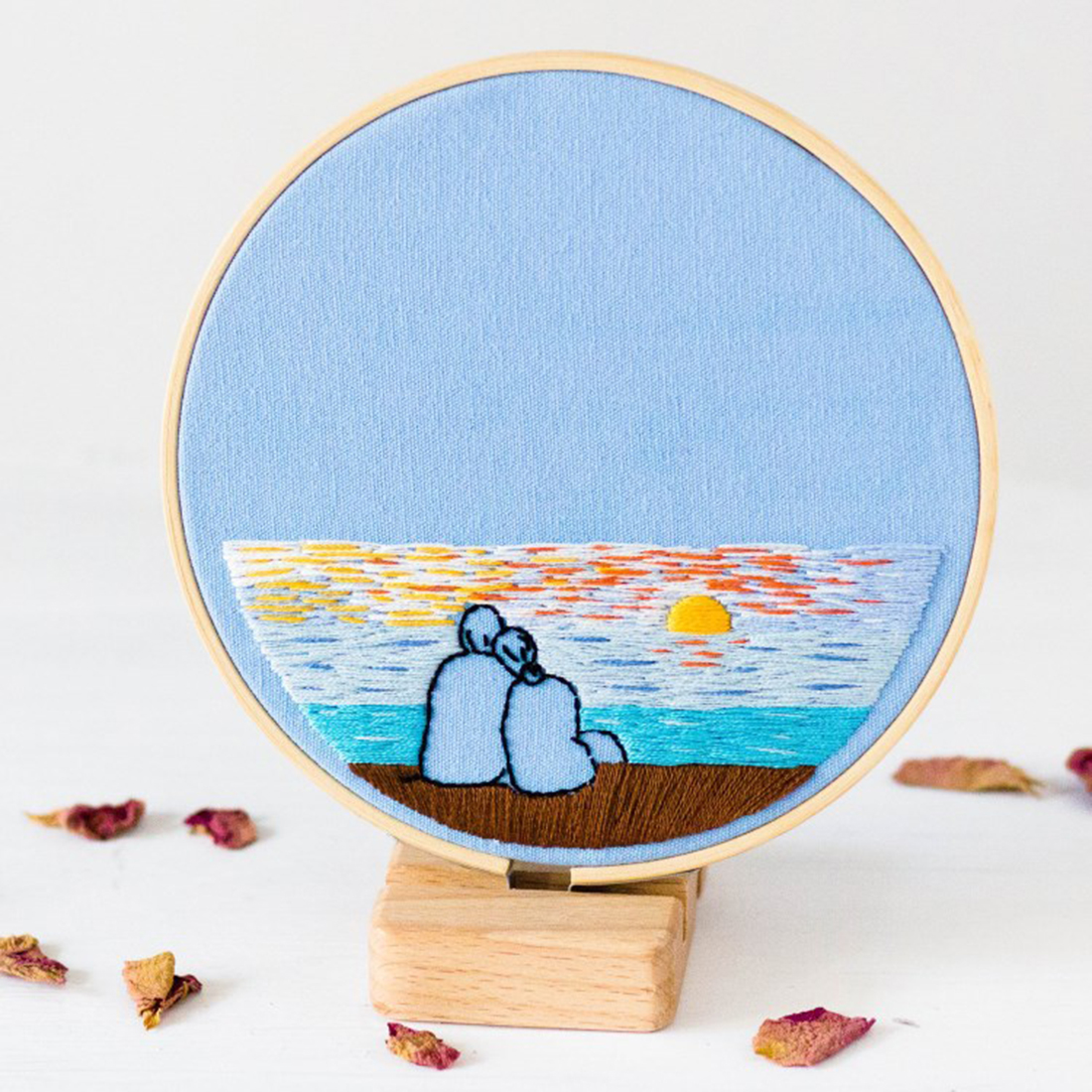 15 x 15cm DIY Cross Stitch Embroidery Starter Kit with Bamboo Embroidery Hoop - Depend