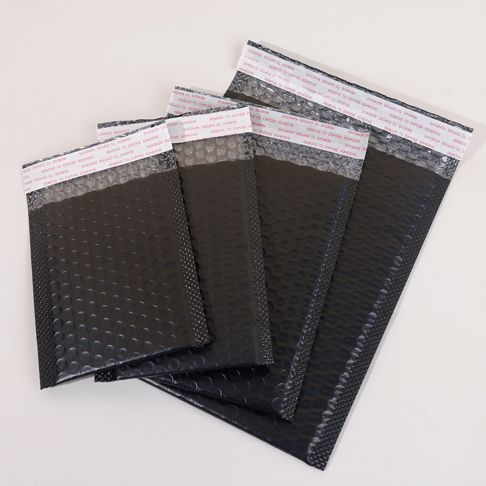 50-10 Uds. Sobre de burbujas negro/rosa autosellado acolchado sobres de burbujas paquetes de impermeables para suministros de maquillaje de joyería