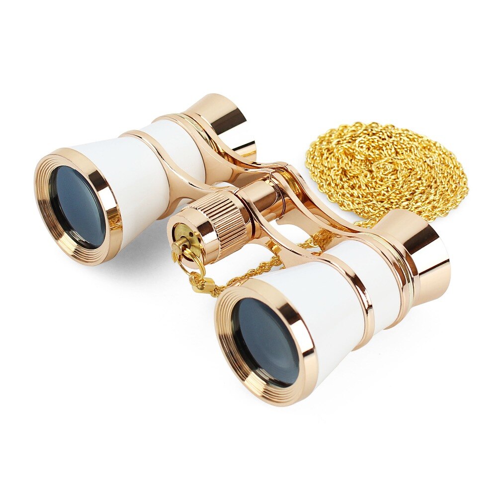 Prismáticos clásicos plegables para teatro, lentes ópticas de cuerpo de Metal con cadena, telescopio de Retro, 3x25