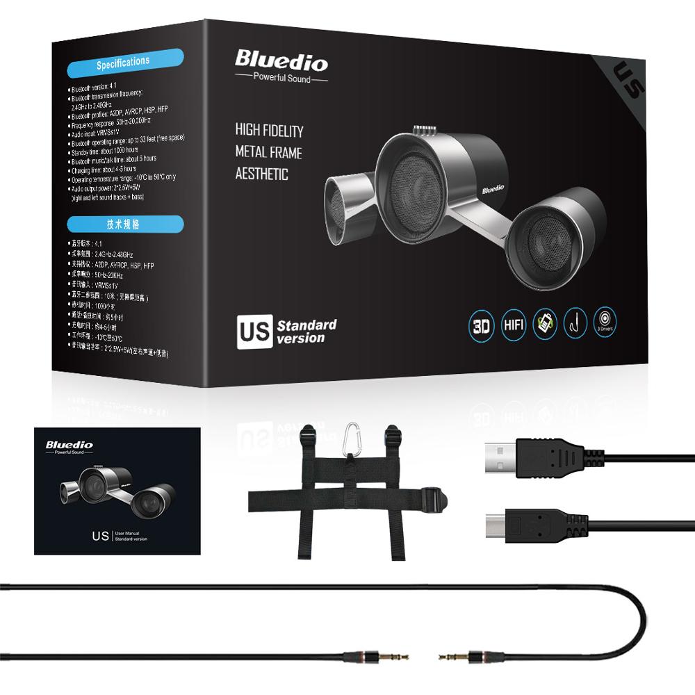 Bluedio Ons Grote Bluetooth Speaker Draagbare Draadloze Speaker Geluidssysteem 3D Stereo Muziek Surround 2.1: Black retail box