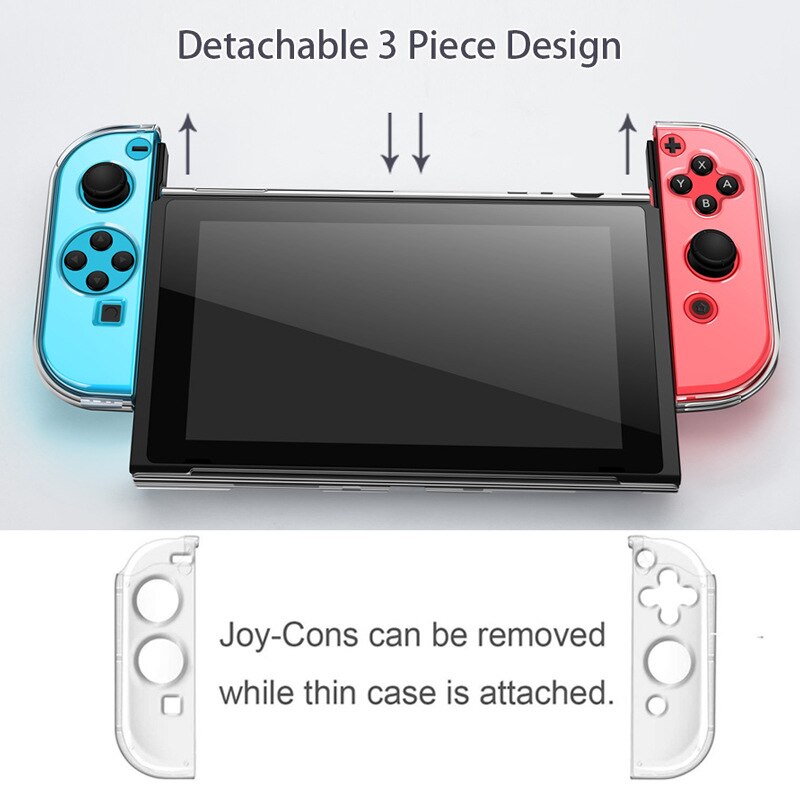 Voor nintendo switch transparante kristallen behuizing ultradunne schokbestendige console beschermende hoes afneembare harde pc-beschermhoes