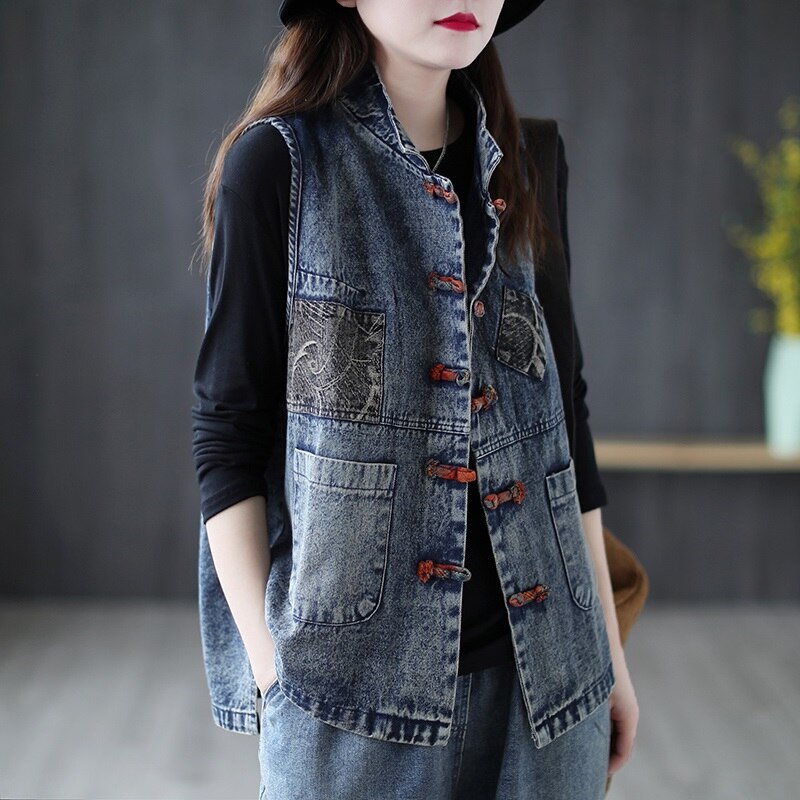 Yasuguoji Vrouwen Mode Koreaanse Stijl Vest Vrouwelijke Vintage Mouwloos Plus Size Casual Denim Jas Kantoor Dame Jean Vest