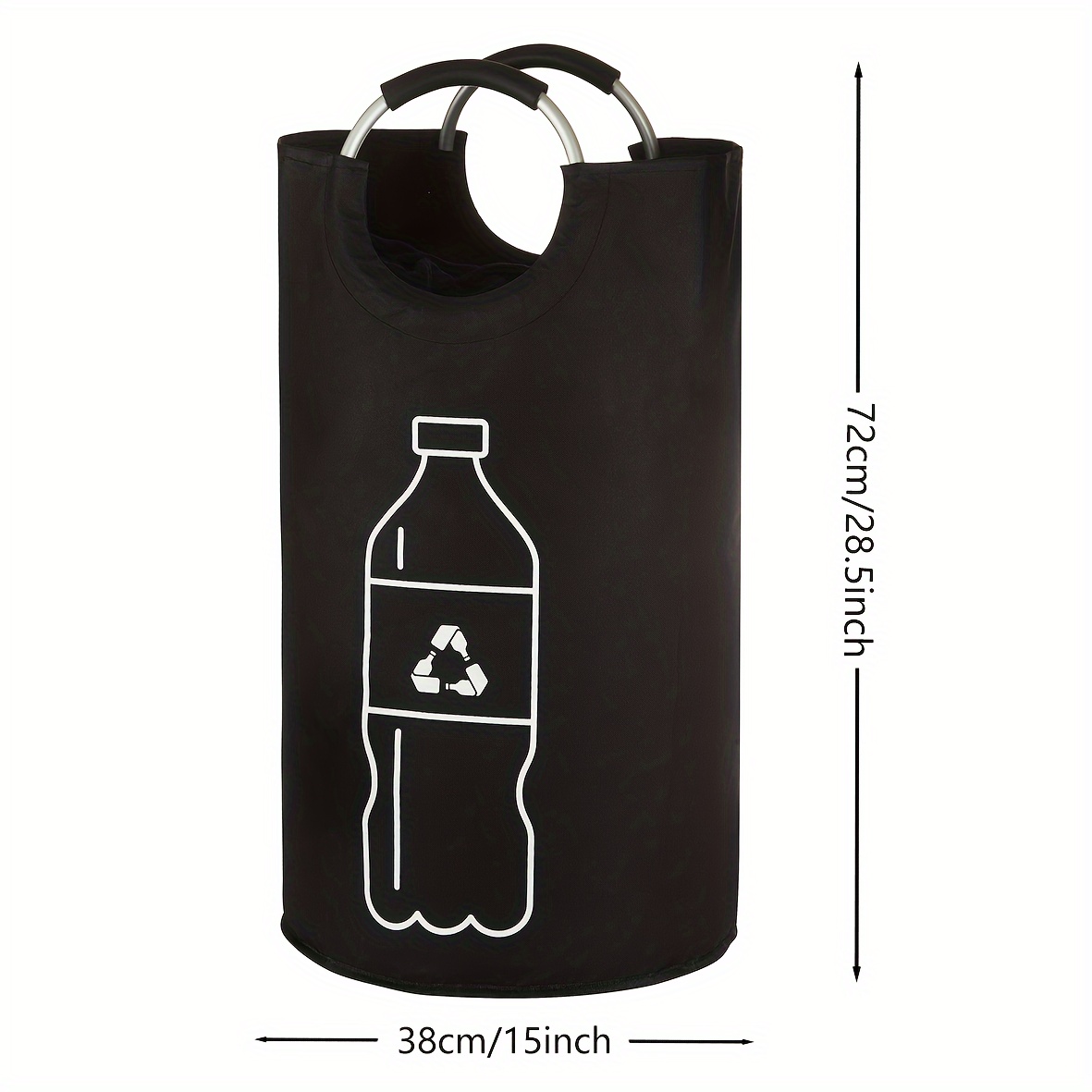 Poubelle de recyclage pliable pour bouteilles, poignée en aluminium, panier pour vêtements sales, collecteur en polyester de 82 L, usage domestique, aucune électricité nécessaire: Black