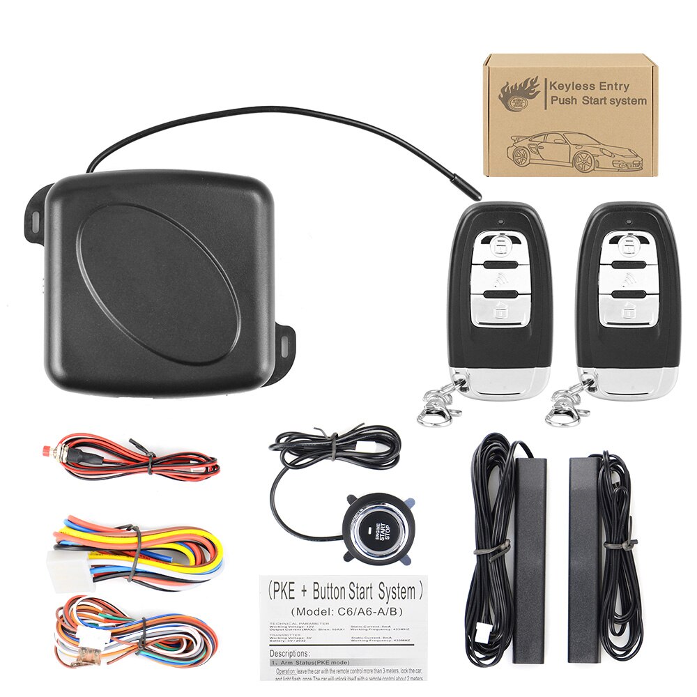 12V Auto Car Alarm One Start Stop Button Engine Push Button RFID Lock Ignition Switch Keyless Entry Starter Anti-theft System