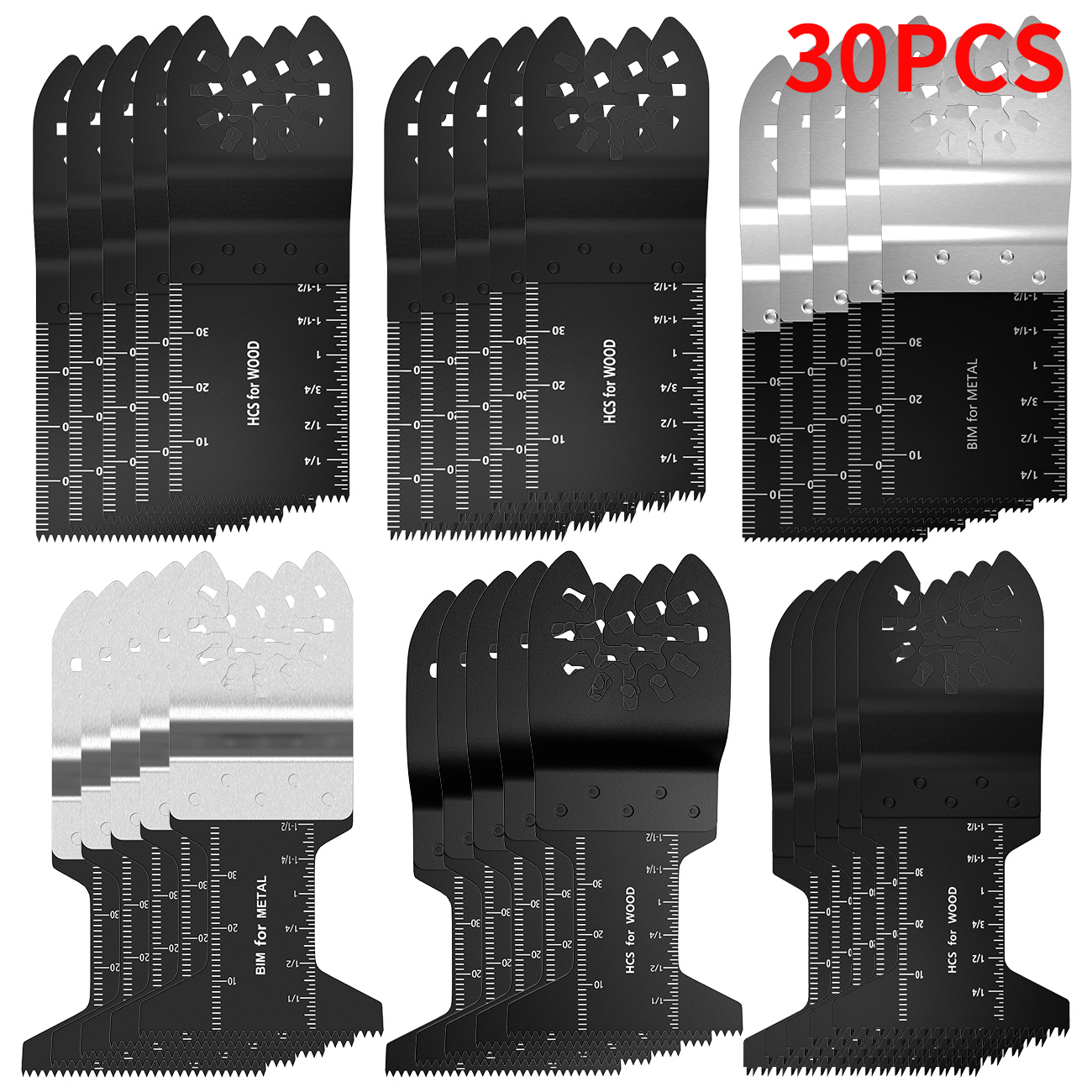 30Pcs Oscillerende Zaagblad Hout Metaal Plastic Snijden Multi Tool Quick Release Zaagblad Fit Voor Dewalt Fein Multimaster dremel