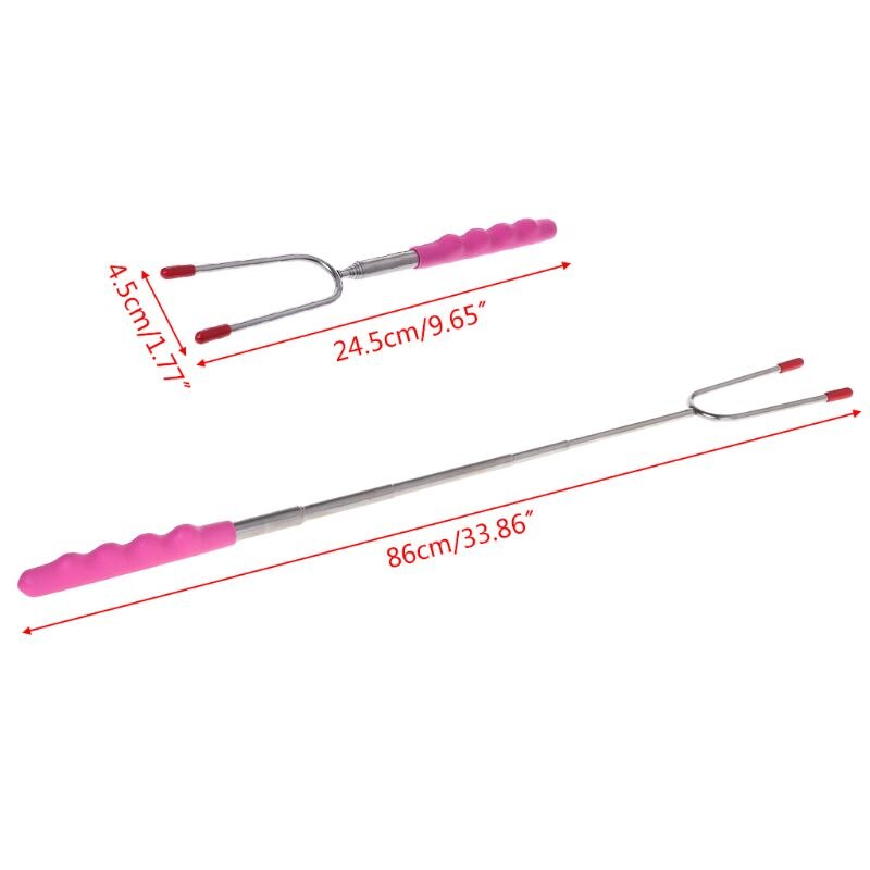 Telescopische Bbq Vork Roosteren Sticks Marshmallow Dog Smore Spiesjes Rvs W0YD