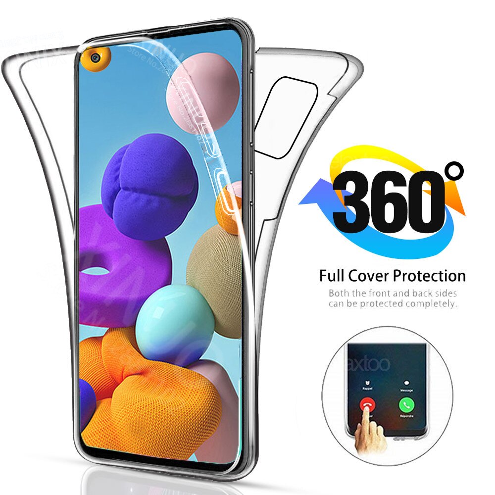 360 Double étui en silicone pour Samsung Galaxy A21S corps Transparent couverture complète pour Samsung A71 A51 A31 A41 A50 A 21S couvre coque: A71