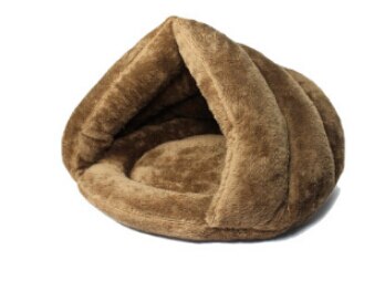 Chien chat grotte Igloo Cages lit panier maison chaton doux confortable intérieur coussin chenil Cages: Brown / S