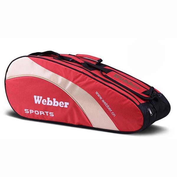 4 stk store badmintonposer sportsketcher håndtaske vandtæt tennis rygsæk gym stilfuld racquet pack teenager træning: Rød