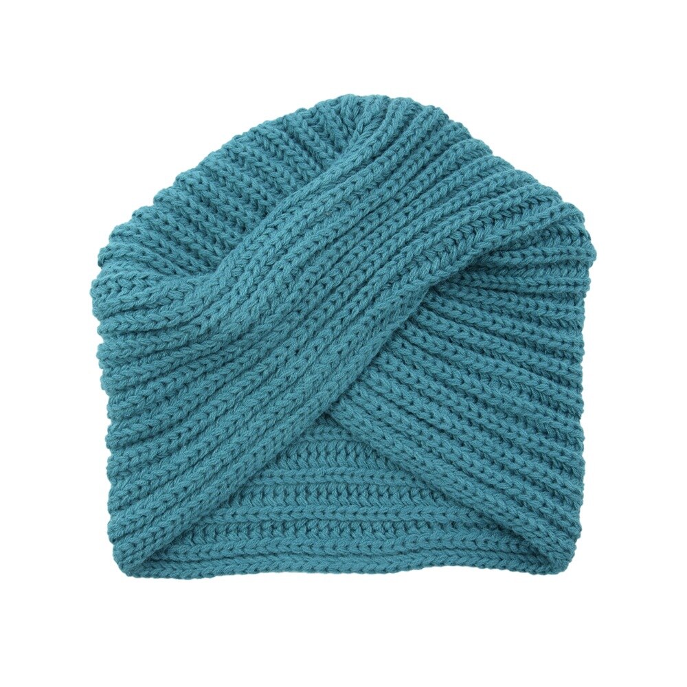 Sombreros de turbante de punto para mujer, gorros indios musulmanes, gorros de punto de lana, gorros cruzados, gorros bohemios con punta: Blue