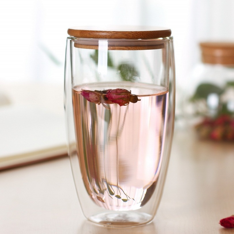 Canadá Taza Bodum Tazas de Cristal de Silicio de Alta Boro de dos pisos Receptáculo de La Flor Transparente Taza De Viaje de Doble Pared Vasos