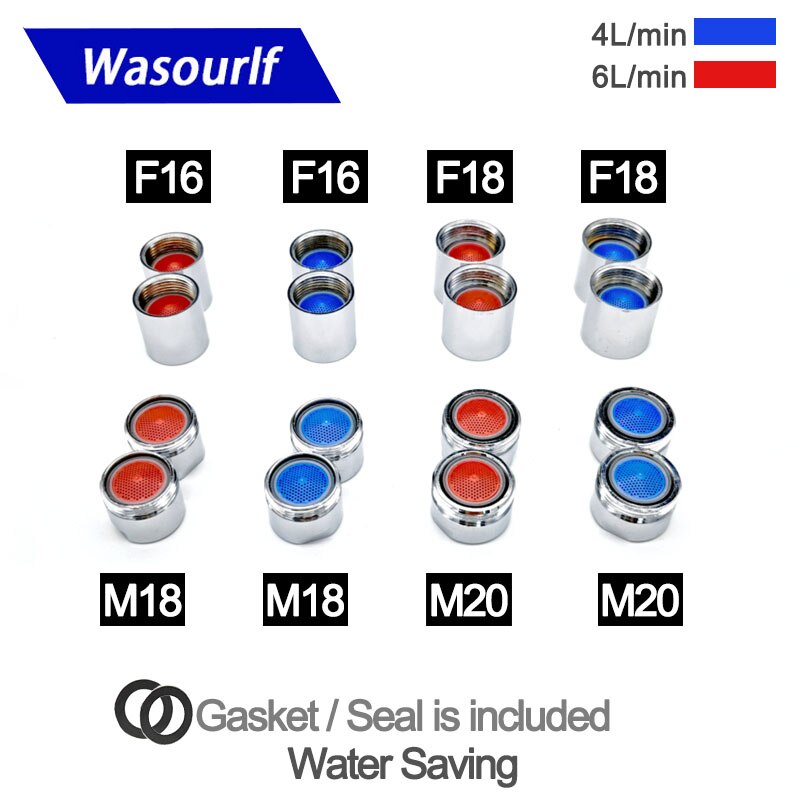 Wasourlf- Aireador de grifo de ahorro de agua M16 M18 M20, accesorios de grifo de rosca macho hembra, reemplazo de filtración de cocina para baño