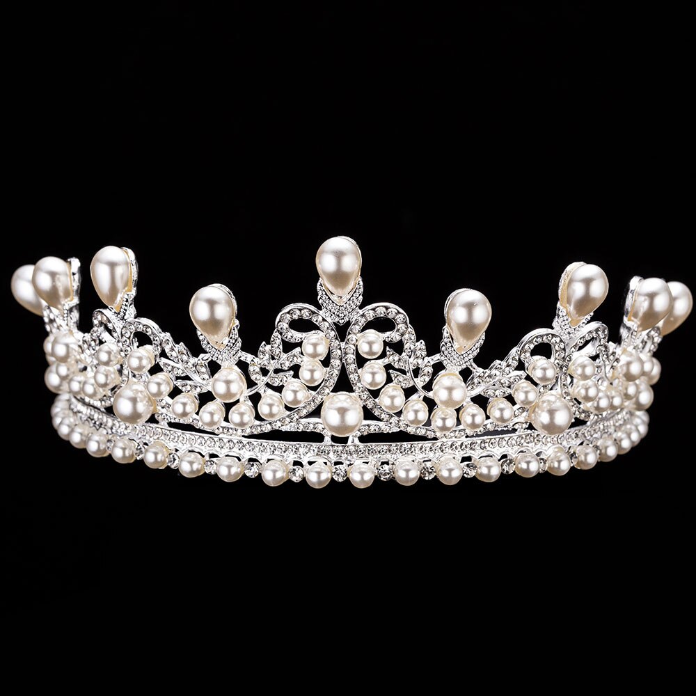 Ensemble de bijoux de fantaisie en cristal pour mariée, perles, collier ras du cou, boucles d'oreilles diadème, ensemble de bijoux de mariée pour femmes,: 1PCS Crown 4