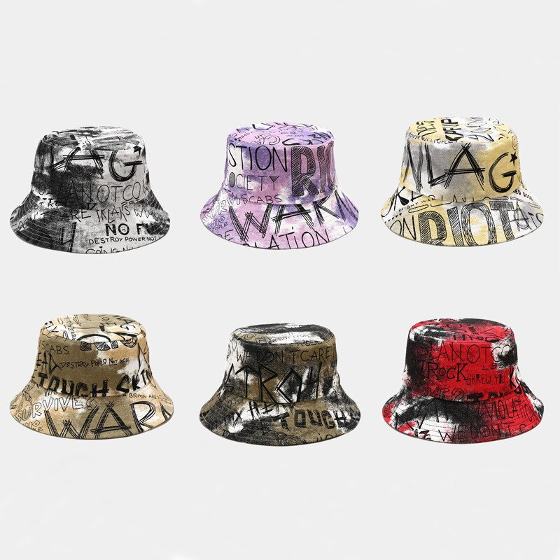 Meisje Zomer Emmer Hoed Engels Letters Katoen Kunstenaar Zon Bescherming Cap Mannen Panama Outdoor Visser Hoed