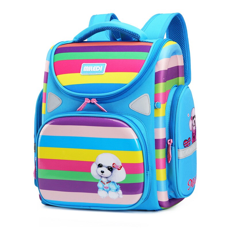 Regenboog Kleuren Meisjes Schooltassen Kinderen Ruimte Rugzak Voor Jongens Vouwen Orthopedische Satchel Rugzak Basisschool Student Zakken: Blauw