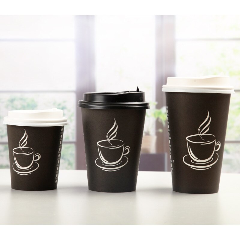 50 Stuks Wegwerp Drink Cup Party Gunsten Koffie Beker Melk Thee Glazen 250 Ml 400 Ml papier Cup Met Deksel