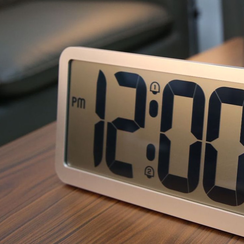Extra stor digital väggklocka, skrivbordsklocka, automatisk tidsinställning väckarklocka, automatisk dst tidsändring, jumbo nummer klockdatum