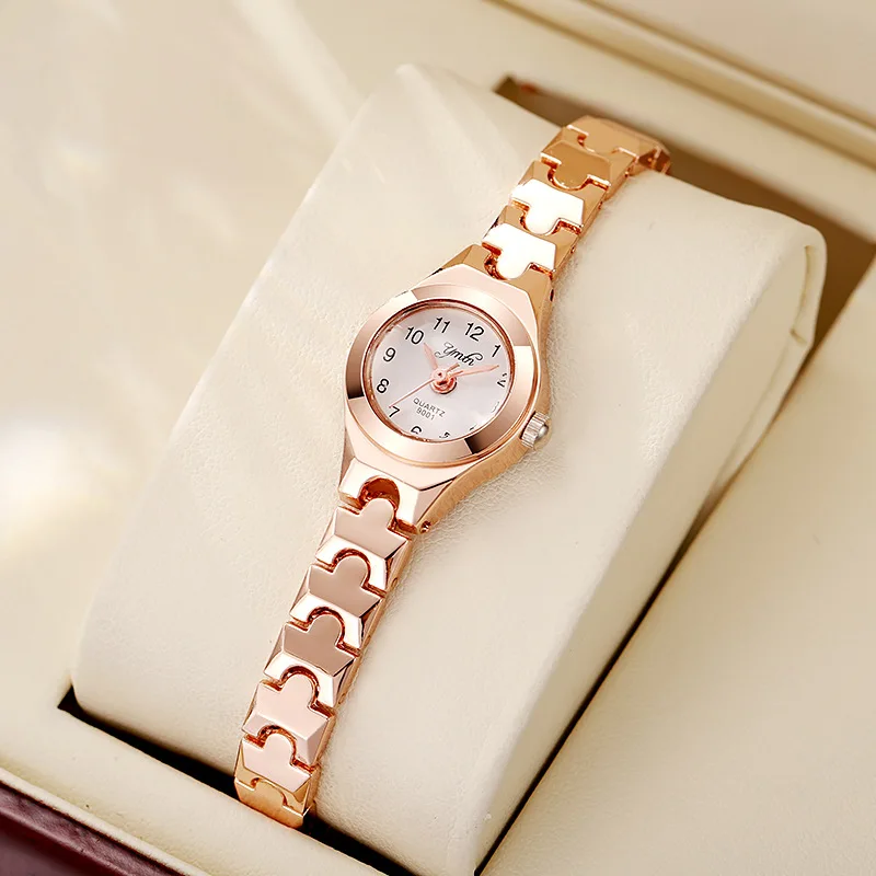 Elegante Frauen Uhren Rose Gold Luxus Stahlband Armbinde Damen Armbanduhren Weibliche Uhr Relogio Feminino Reloj Mujer: Bronze-
