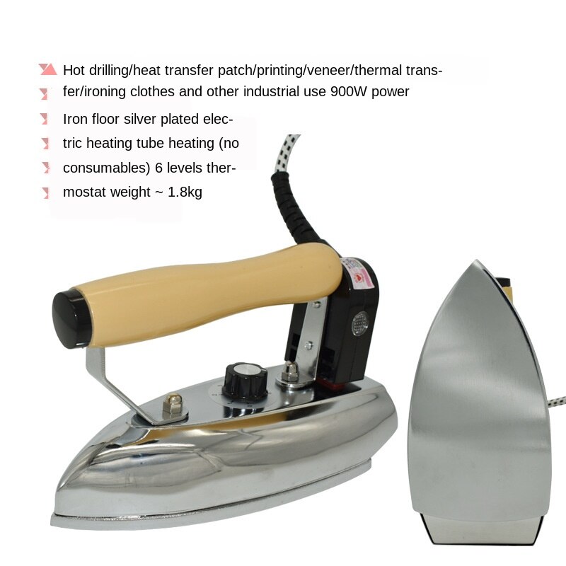 Lndustrial Electric Iron 80-180 degree stainless steel soleplate with 2.4m cable 900W220V: Default Title