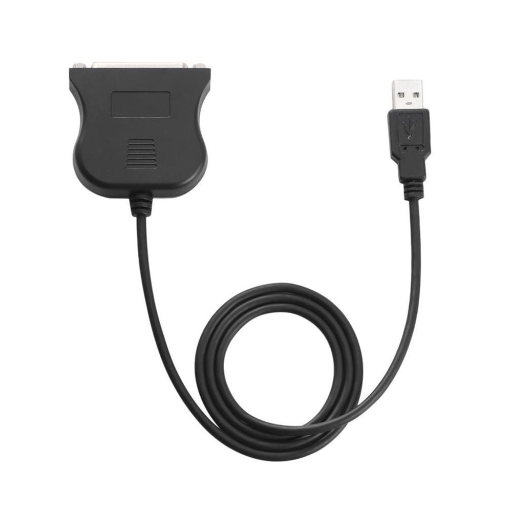 Black Bi-directional Parallel Interface Communication USB to 25 Pin DB25 Parallel Printer Cable Adapter Cord Converter