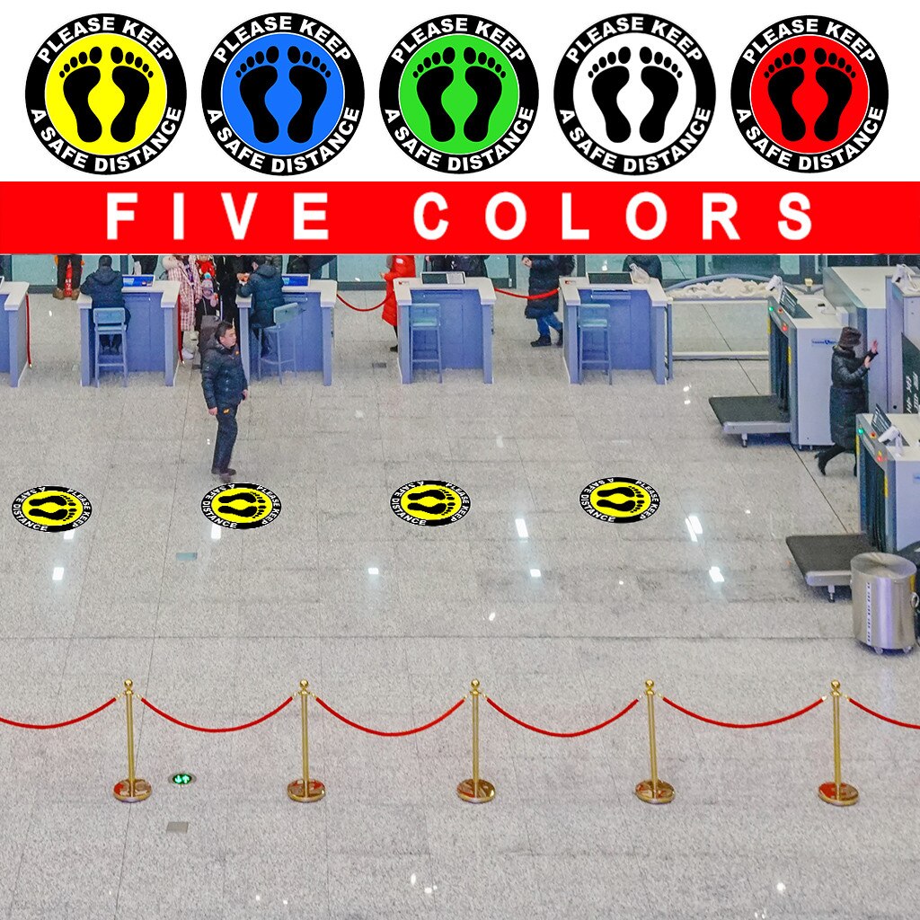 Ground Sign Stickers Isolated Label Please Keep Wait Here Stand Here Keep 6ft In Between Distance Marker Floor 30x30cm Distance