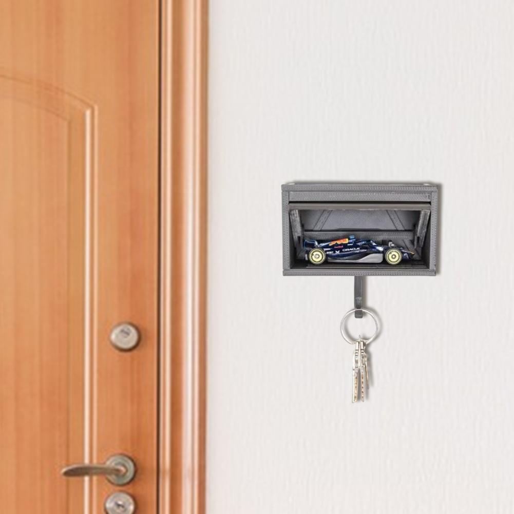 Veggmontert nøkkelhylle dekorativ nøkkelkrok retro garasje bilnøkkelboks multifunksjonell nøkkelorganisator med garasjeport