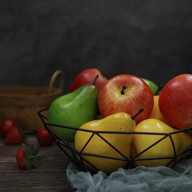 Fruta falsa Artificial de manzana para decoración del hogar, ornamento naranja de simulación, artesanía de comida, accesorios de fotografía,