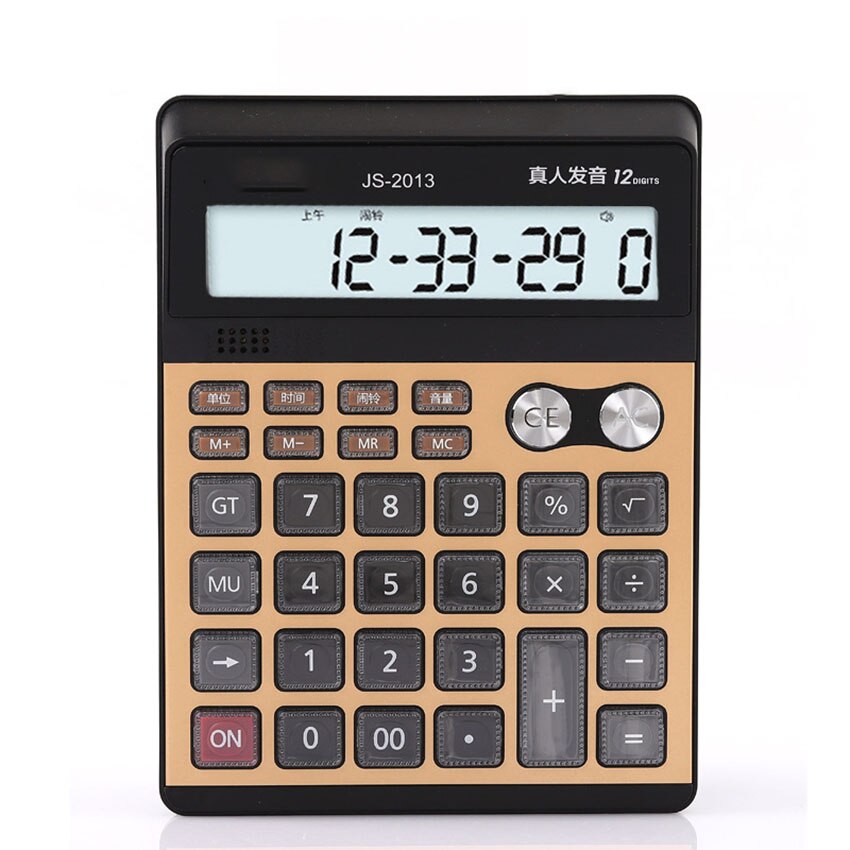 Desktop Calculator 12-Digits LCD Display Electronic Calculator Big Buttons Multifunctional office stationery Alarm Function