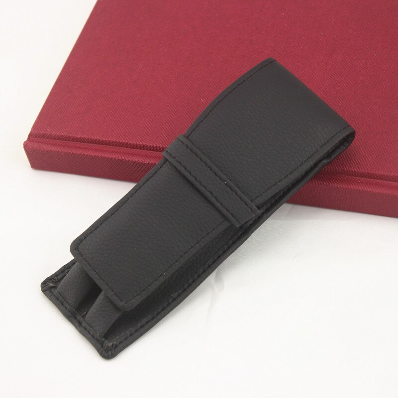 Luxe Zwart Lederen Pen Tas Houder Etui Kantoor Schoolbenodigdheden Double Pouch voor Fontein Leider Creatieve: S