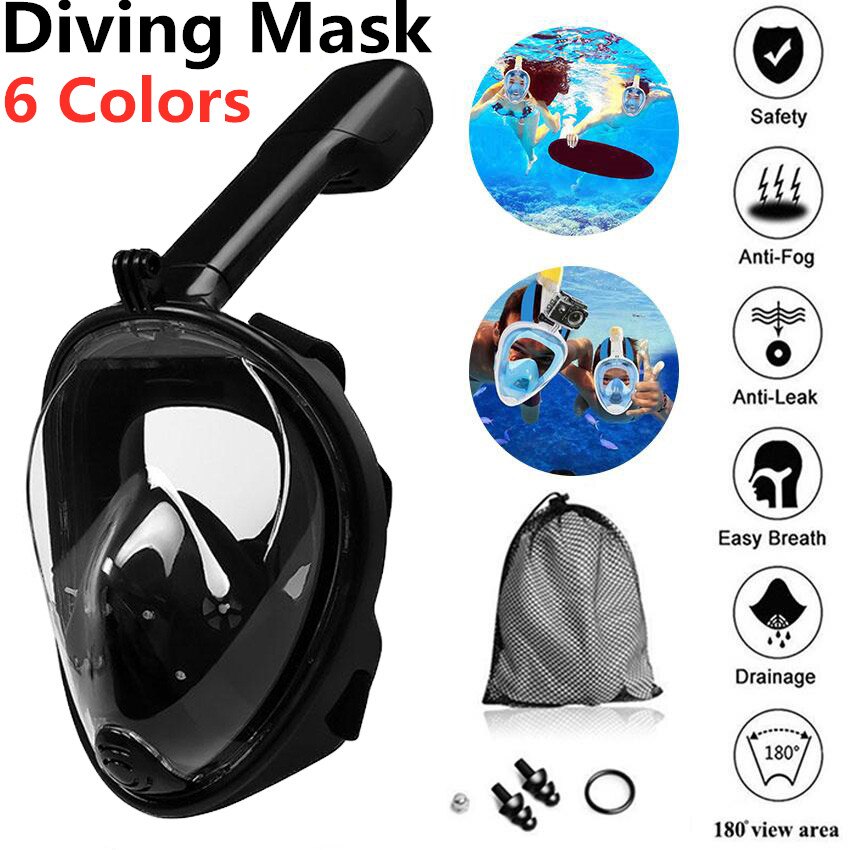 6 Colors Snorkeling Set Silicone Skirt Four-Lens Panoramic Scuba Anti-fog detachable Diving Mask Dry Snorkel for Adults