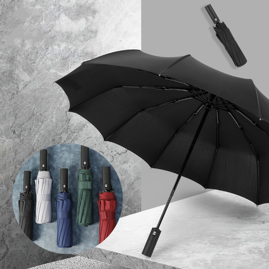 Automatic Large Umbrella Wind Resistant Men/Women Plus Size Sun Parasol Three Folding Anti-UV Windproof Rain Sunshine Umbrella