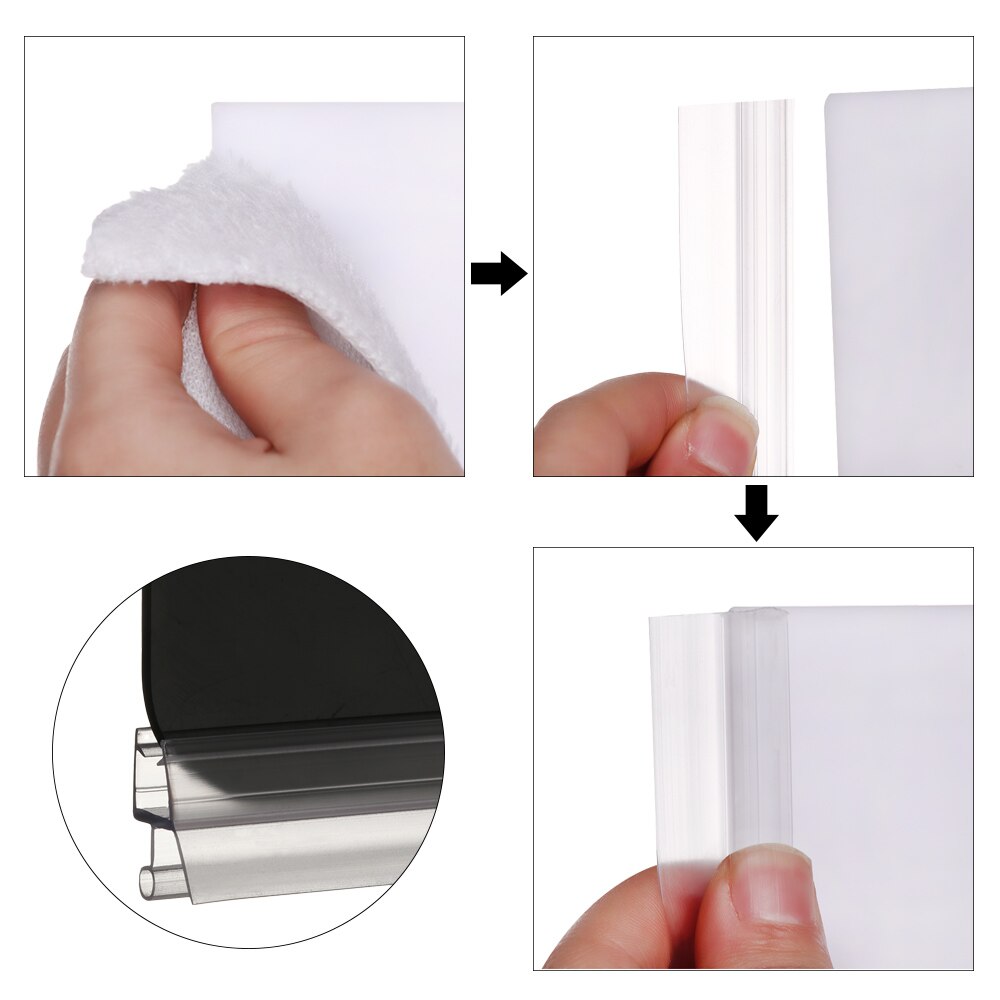 2 Stuks 1M (50Cm + 50Cm) bad Douche Screen Deur Afdichting Strip 4 Tot 12Mm Seal Kloof Raam Deur Tochtstrip Nuttige Huishoudelijke Accessoires