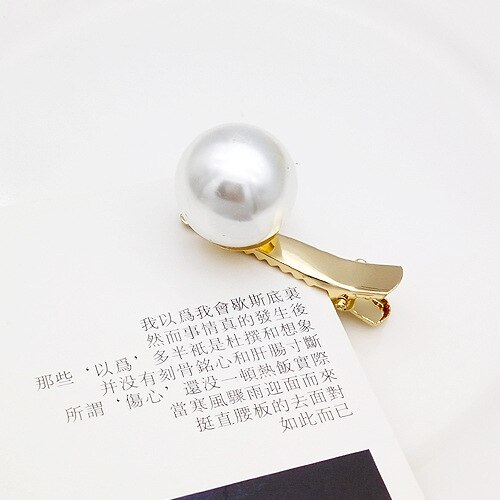 1pcs White Hair Pin Kid Girl Baby Pearl Clip Women Korean Snap Barrette Stick Hair Styling Accessories: e