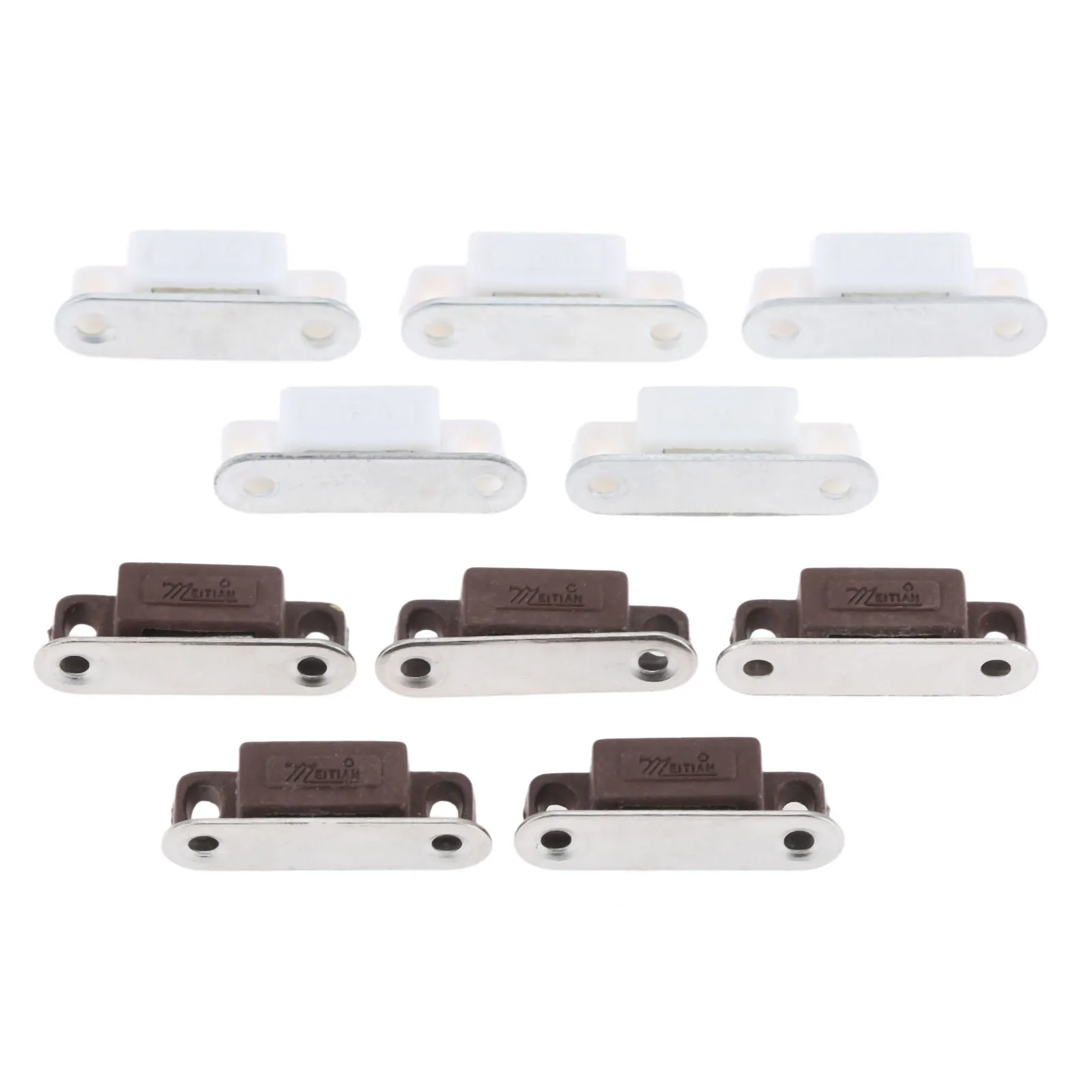 5 stk magnetlåser m/skruer lite metall skapdørskap som hindrer beskyttelse 27 x 10mm hvit/brun ministopper kjøkken