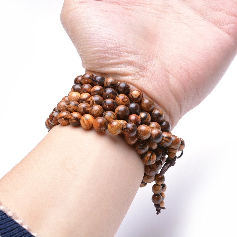 Natuurlijke Sandelhout Multilayer 108 Kralen Armband Charme Tibetaanse Boeddhistische Mala Gebed Yoga Healing Houten Armbanden Voor Vrouwen Mannen