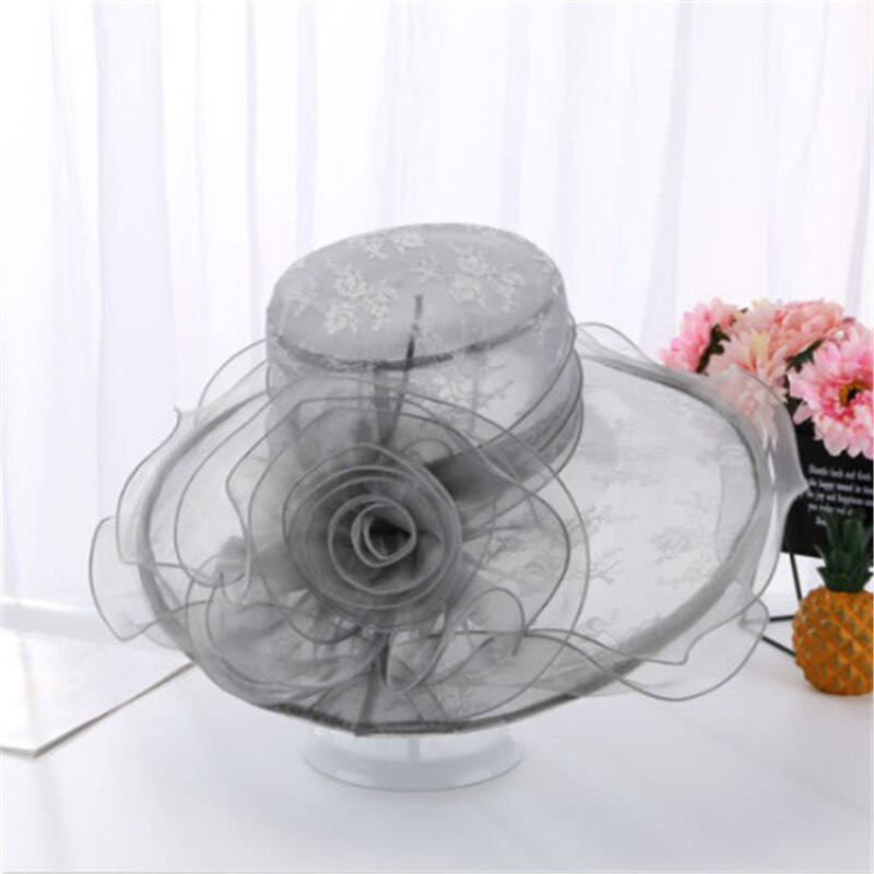 verano elegantes sombreros de playa para mujeres de ala ancha de encaje Floppy sombrero señora té gorras mujer playa UV sol gorros señora sombrero al aire libre